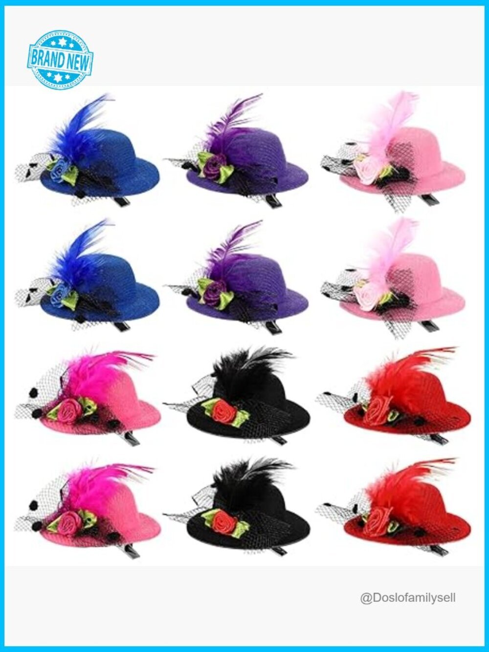 Mini Tea Party Hats Hair Clips Fascinator Clip-On Top Hats for Girls Bridal